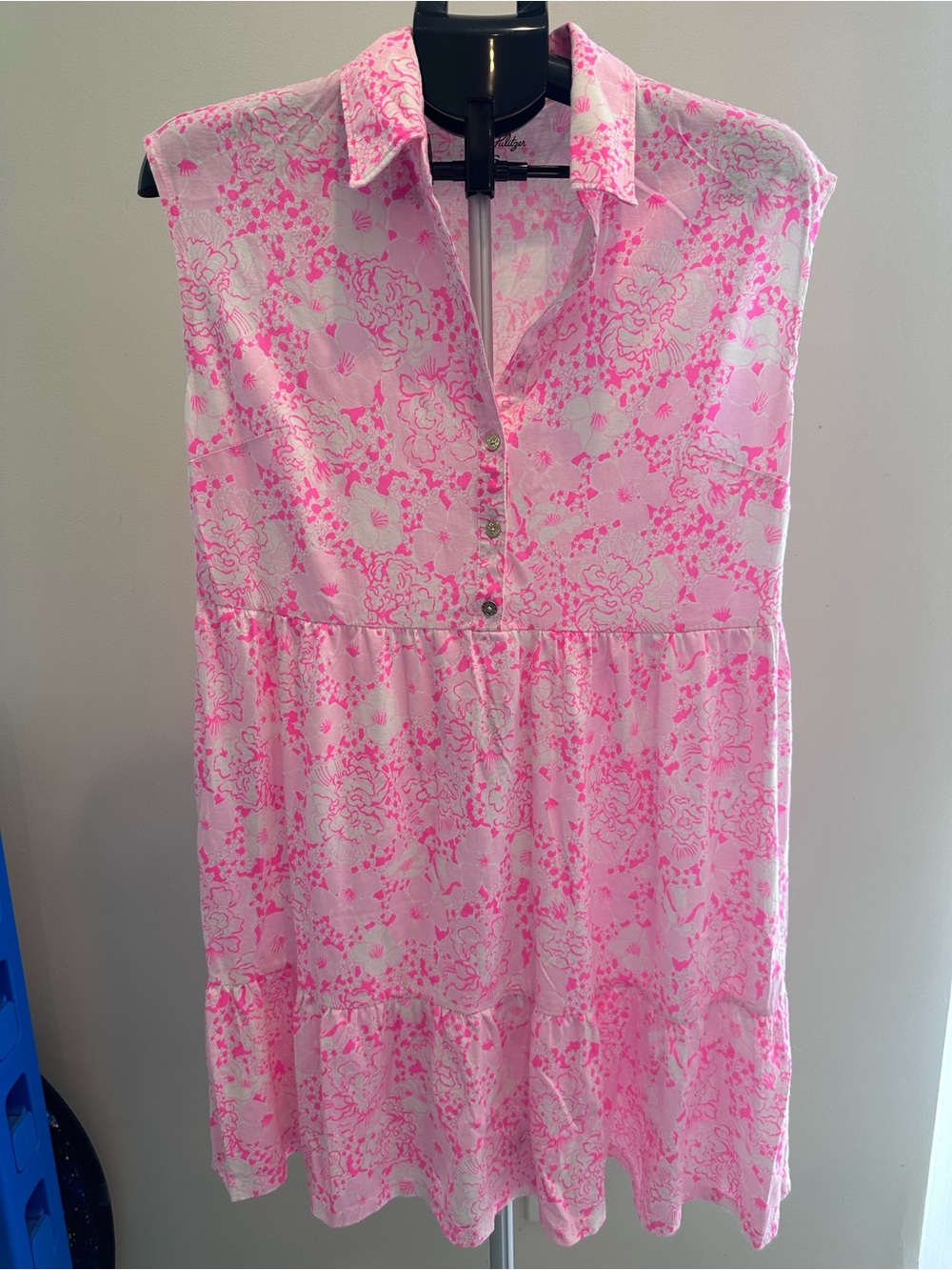 Lilly Pulitzer Pink Floral Sleeveless Tiered Dress